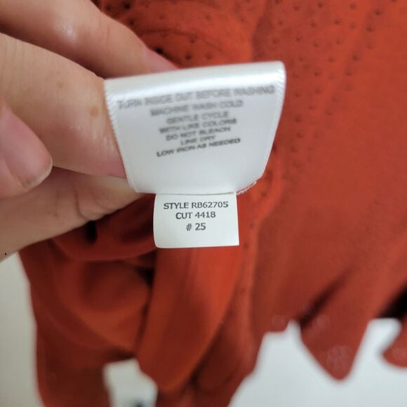 Signature by Robbie Bee Rust Perforated Sleeveless Tied Closure A-Line Dress - Picture 10 of 11